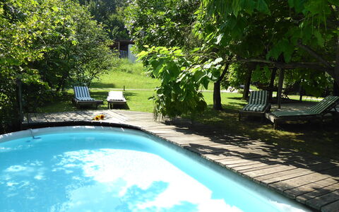 Chalet Fagarè, Pool, Sauna, Prosecco Hills: Swimming Pool, Outdoor Furniture, Furniture, Shade, Backyard, Resort, Garden, Chair, Umbrella, Leisure