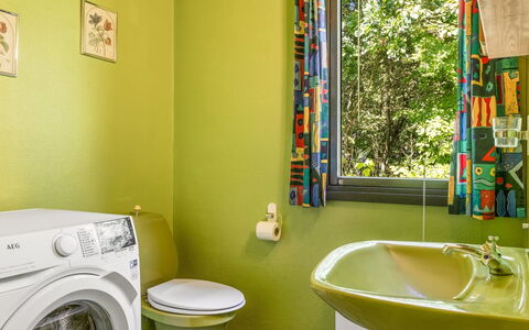 Aron - 30Km from the Sea: Green, Interior Design, Plumbing Fixture, Bathroom, Flooring, Floor, Toilet Seat, Lighting, Home, Toilet