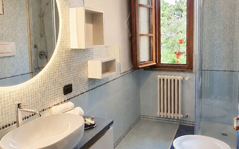 Villa Costa al Bagno: Flooring, Wall, Plumbing Fixture, Interior Design, Floor, Bathroom Sink, Bathroom, Sink, Tap, Plumbing