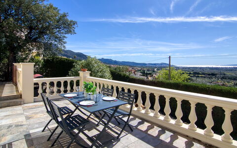 Belle Vue: Furniture, Outdoor Furniture, Outdoor Table, Shade, Chair, Kitchen & Dining Room Table, Landscaping, Flagstone, Eco Hotel, Porch