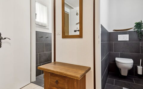Nr.63 Haus Ladina: Flooring, Wall, Floor, Wood, Interior Design, Plumbing Fixture, Door, Home, Bathroom, Plumbing