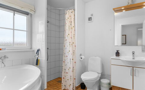 Skarthi - 300M from the Sea: Bathroom, Plumbing Fixture, Toilet Seat, Interior Design, Sink, Toilet, Flooring, Bathroom Sink, Floor, Tap