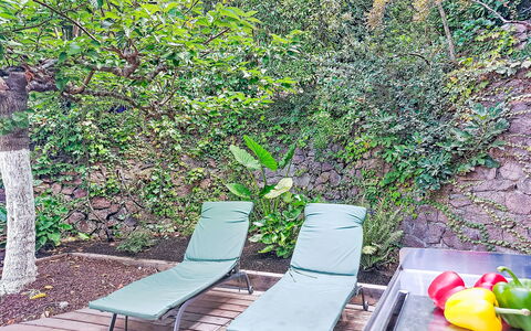 Villa 50: Furniture, Outdoor Furniture, Groundcover, Chair, Garden, Sunlounger, Shade, Backyard, Design, Yard