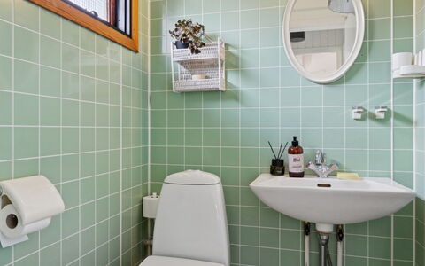 Baarde - 1.2Km from the Sea: Bathroom, Plumbing Fixture, Interior Design, Flooring, Toilet, Sink, Floor, Plumbing, Bathroom Sink, Toilet Seat