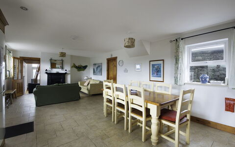 Rhea Holiday Home Bantry: Furniture, Wood, Table, Flooring, Interior Design, Ceiling, Floor, Room, Chair, Living Room
