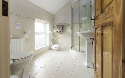 Rhea Holiday Home Bantry: Flooring, Interior Design, Bathroom, Wall, Plumbing Fixture, Floor, Ceiling, Lighting, Toilet, Plumbing