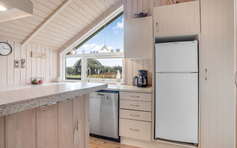 Bryngeir - 100M from the Sea: Wood, Kitchen, Flooring, Interior Design, Floor, Ceiling, Countertop, Furniture, Home, Cabinetry