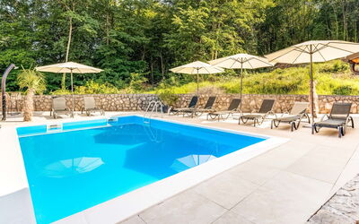 Opatija Matulji 508: Swimming Pool, Resort, Outdoor Furniture, Eco Hotel, Leisure, Umbrella, Sunlounger, Garden, Chair, Landscaping