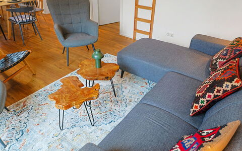 Abendrot: Furniture, Flooring, Interior Design, Floor, Couch, Living Room, Wood, Room, Table, Home