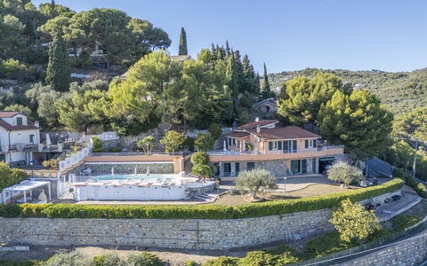 Villa Caroline, Private Pool and Seaview: Tree, House, Residential Area, Architecture, Home, Estate, Human Settlement, Resort, Mansion, Coast