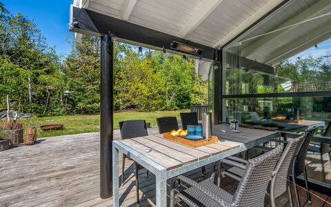 Edvard - 300M from the Sea: Furniture, Chair, Table, Porch, Shade, Outdoor Furniture, Ceiling, Deck, Kitchen & Dining Room Table, Glass