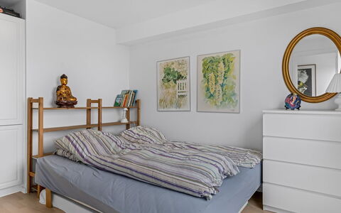 Albine - 500M from the Sea: Furniture, Bed, Interior Design, Bedroom, Bedding, Wall, Bed Sheet, Flooring, Wood, Floor