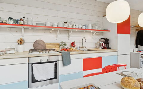Ellenora - 1.7Km from the Sea: Kitchen, Interior Design, Furniture, Countertop, Flooring, Kitchen Appliance, Ceiling, Major Appliance, Room, Lighting