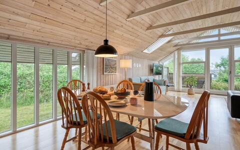 Athislus - 1.1Km from the Sea: Flooring, Interior Design, Wood, Furniture, Ceiling, Wood Flooring, Floor, Light Fixture, Kitchen & Dining Room Table, Dining Room