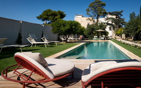 Palazzo Villani Lubelli: Swimming Pool, Furniture, Outdoor Furniture, Sunlounger, Resort, Garden, Chair, Chaise Longue, Shade, Eco Hotel