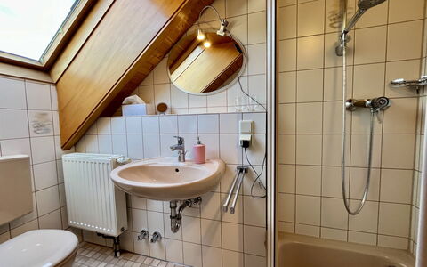 Bienek: Interior Design, Plumbing, Plumbing Fixture, Tap, Wood Stain, Hardwood, Bathroom, Curtain, Sink, Houseplant
