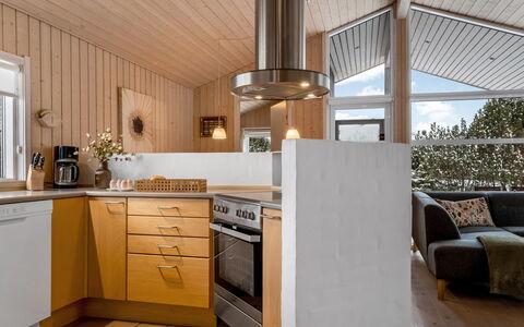 Galin - 210M to the Fjord: Kitchen, Countertop, Interior Design, Flooring, Kitchen Appliance, Light Fixture, Furniture, Floor, Wood, Cabinetry