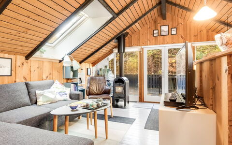 Else - 470M from the Sea: Wood, Interior Design, Furniture, Ceiling, Home, Room, Living Room, Cottage, Attic, Couch