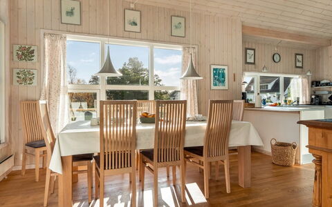 Tjorven - 400M from the Sea: Furniture, Flooring, Interior Design, Floor, Wood Flooring, Wood, Ceiling, Kitchen & Dining Room Table, Dining Room, Light Fixture
