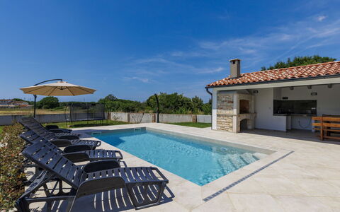 Villa Paolinna: Swimming Pool, Composite Material, Estate, Outdoor Furniture, Flagstone, Concrete, Shade, Tile, Villa, Design