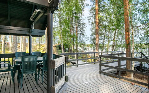 Susiranta: Wood, Porch, Deck, Wood Flooring, Hardwood, Plank, Shade, Handrail, Eco Hotel, Fence