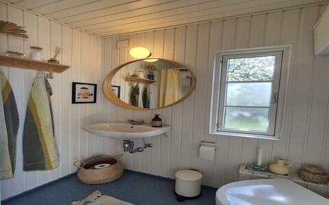 Yvette - 350M from the Sea: Wood, Interior Design, Lighting, Light Fixture, Ceiling, Plumbing Fixture, Room, Bathroom, Plumbing, Bathroom Sink