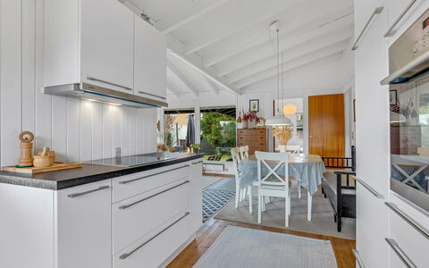 Anelle - 100M from the Sea: Kitchen, Kitchen Appliance, Flooring, Interior Design, Countertop, Major Appliance, Furniture, Wood, Floor, Ceiling