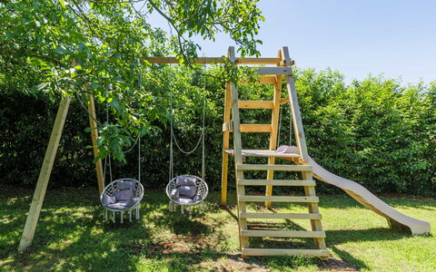 Elli: Outdoor Play Equipment, Playground Slide, Swing, Ladder, Playground, Garden, Leisure, Chute, Shade, Lawn