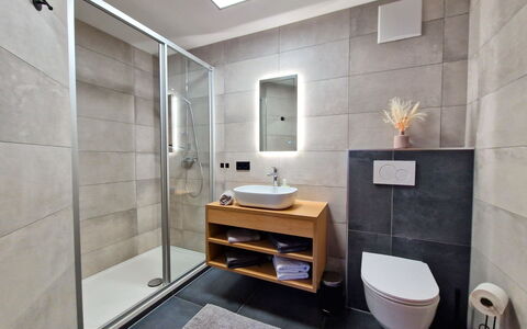 Weerberg 1: Flooring, Interior Design, Floor, Plumbing Fixture, Bathroom, Toilet, Sink, Room, Plumbing, Tap