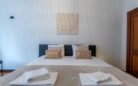 Notre Refuge - Your Belle Époque Escape: Bed, Bedroom, Floor, Interior Design, Flooring, Bed Sheet, Furniture, Wood, Bedding, Textile