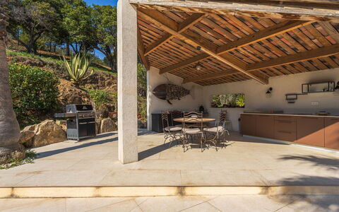 Villa Resedas: Furniture, Flagstone, Shade, Outdoor Furniture, Outdoor Structure, Chair, Patio, Garden, Concrete, Landscaping