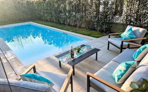 Villa Malia Private Pool: Swimming Pool, Outdoor Furniture, Shade, Resort, Chair, Garden, Eco Hotel, Patio, Design