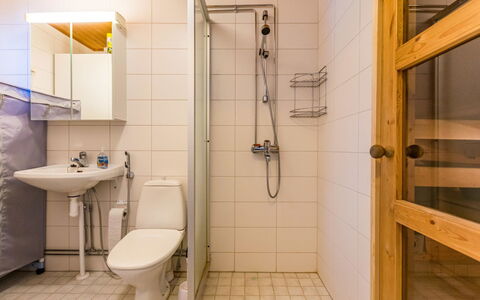 Kotipaljakka A3: Flooring, Plumbing Fixture, Floor, Wall, Wood, Bathroom, Interior Design, Bathroom Sink, Sink, Plumbing