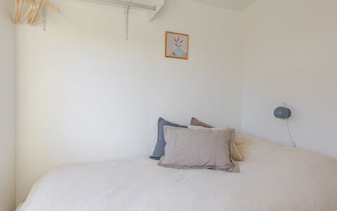 Martti - 200M from the Sea: Bed, Bedroom, Wall, Bedding, Bed Sheet, Interior Design, Wood, Linens, Ceiling, Room