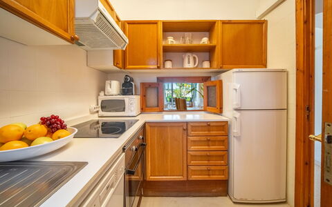 Carabela Chic: Kitchen Appliance, Kitchen, Countertop, Major Appliance, Cabinetry, Wood, Interior Design, Furniture, Flooring, Refrigerator