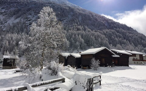 Sunstar: Snow, Mountainous Landforms, Winter, Wood, Mountain, House, Cottage, Landscape, Mountain Range, Highland