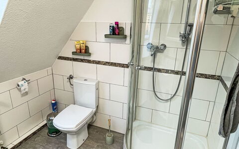 Die Dorfperle: Plumbing Fixture, Bathroom, Flooring, Floor, Interior Design, Plumbing, Tap, Toilet, Sink, Tile