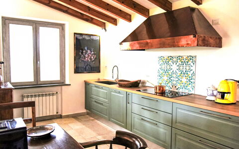 Caduceo: Kitchen, Interior Design, Furniture, Countertop, Cabinetry, Flooring, Wood, Kitchen Appliance, Floor, Light Fixture