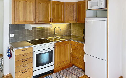 Hults-Kulla: Kitchen, Kitchen Appliance, Cabinetry, Countertop, Flooring, Furniture, Major Appliance, Wood, Floor, Interior Design