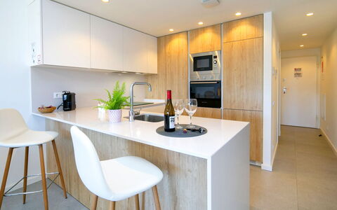 Bolnou Blue Sea: Furniture, Interior Design, Kitchen, Countertop, Flooring, Floor, Cabinetry, Wood, Wood Flooring, Ceiling