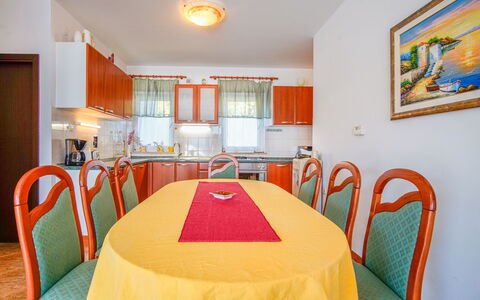 Opatija Matulji 406: Flooring, Interior Design, Floor, Furniture, Ceiling, Room, Chair, Table, Kitchen & Dining Room Table, Dining Room