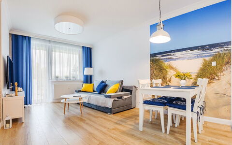Bliżej Morza: Furniture, Chair, Table, Apartment, Outdoor Furniture, Balcony, Kitchen & Dining Room Table, Condominium, Shade, Patio