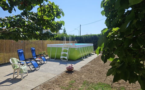 Villa Lory: Blue, Swimming Pool, Composite Material, Leisure, Shade, Garden, Outdoor Furniture, Backyard, Plastic, Landscaping
