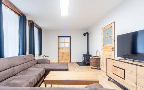 Forrest Haven Vodice: Furniture, Interior Design, Flooring, Wood, Floor, Ceiling, Couch, Room, Apartment, Living Room