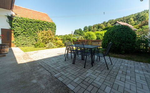 Forrest Haven Vodice: Flagstone, Garden, Backyard, Shade, Brick, Landscaping, Outdoor Furniture, Yard, Courtyard, Outdoor Table