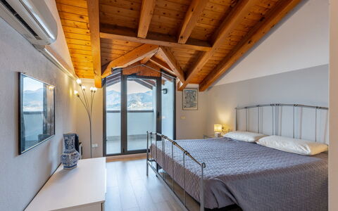 Blu Lake: Interior Design, Furniture, Ceiling, Room, Floor, Apartment, Home, Bed, Bedroom, Linens