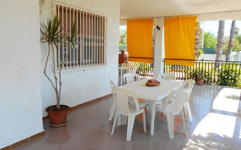 Villa Floridia: Furniture, Wood, Interior Design, Floor, Flooring, Table, Chair, Kitchen & Dining Room Table, Dining Room, Shade