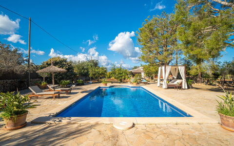 Son Mulet: Blue, Swimming Pool, Resort, Shade, Estate, Eco Hotel, Leisure, Hacienda, Outdoor Furniture, Umbrella