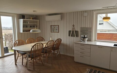 Rikulf - 150M from the Sea: Flooring, Furniture, Interior Design, Wood, Floor, Ceiling, Kitchen & Dining Room Table, Wood Flooring, Lighting, Dining Room