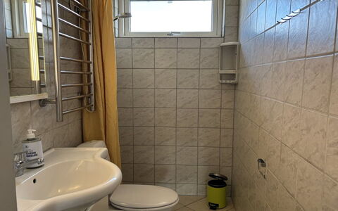 Rikulf - 150M from the Sea: Bathroom, Plumbing Fixture, Flooring, Wall, Floor, Interior Design, Toilet, Bathroom Sink, Toilet Seat, Sink